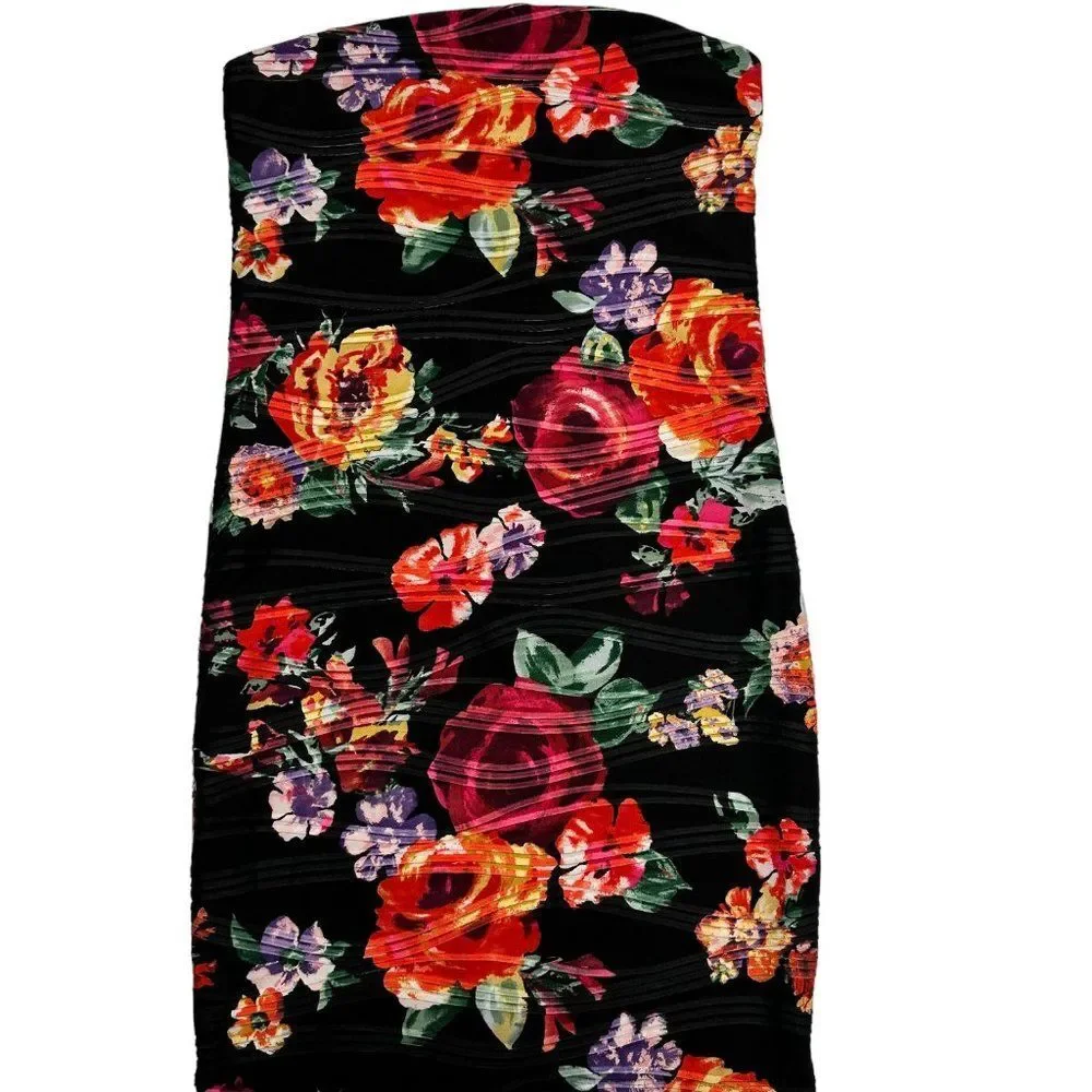 wet seal bodycon dress Strapless Floral Mini (S) Color:IVORY YGroup_celena-maxi-dress-petite Beauty's Blue Day Dress